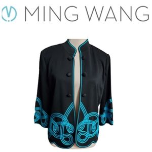 MING WANG Black & Bkue Open Cardi~Jacket